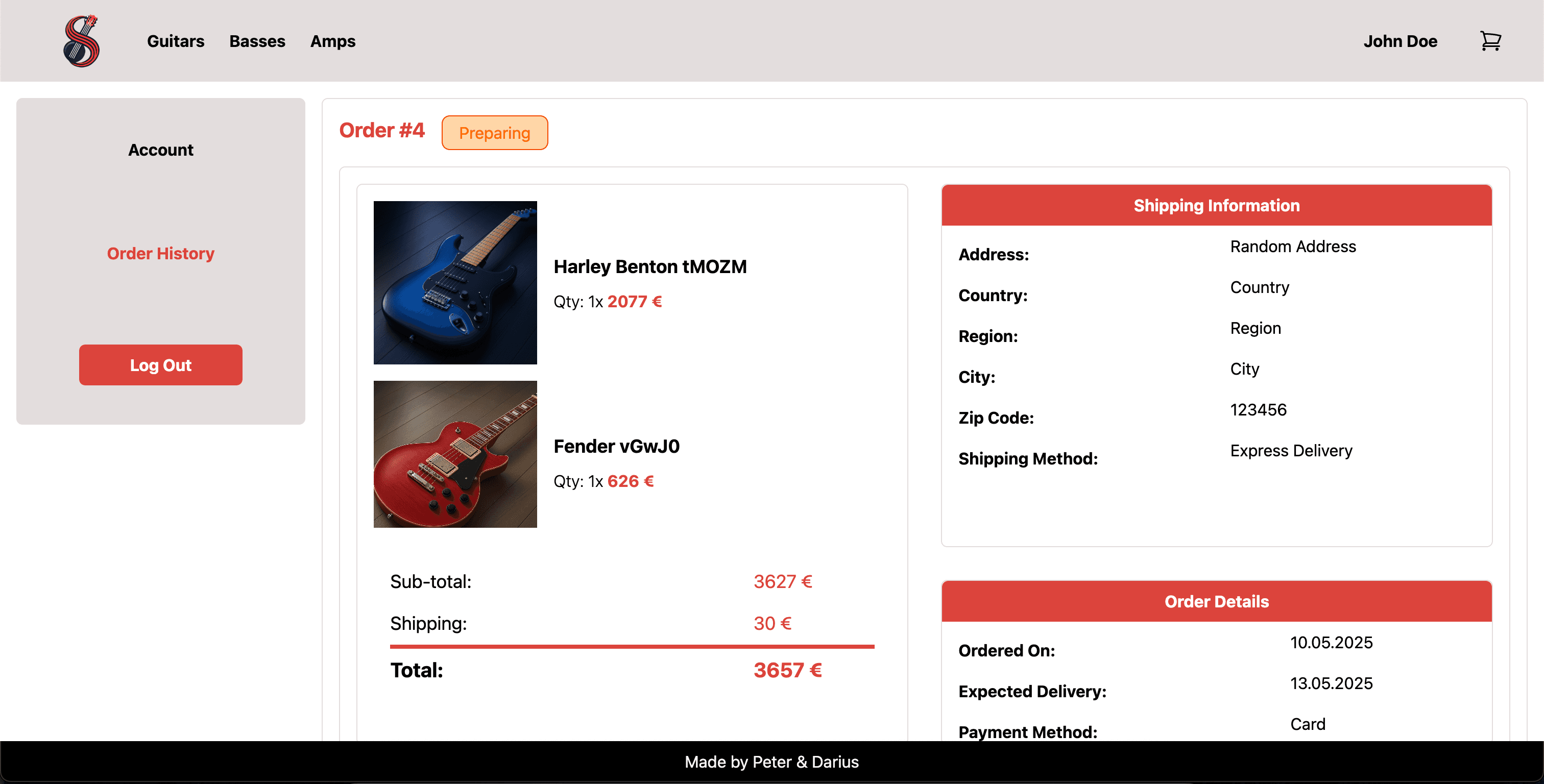 Stringshop! A guitar shopping experience project screenshot